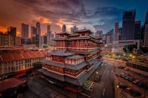 buddha tooth relic temple sunrise china town singapore